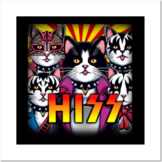 HISS - KISS band gift for cat lovers - Funny music Wall Art by Adulting Sucks